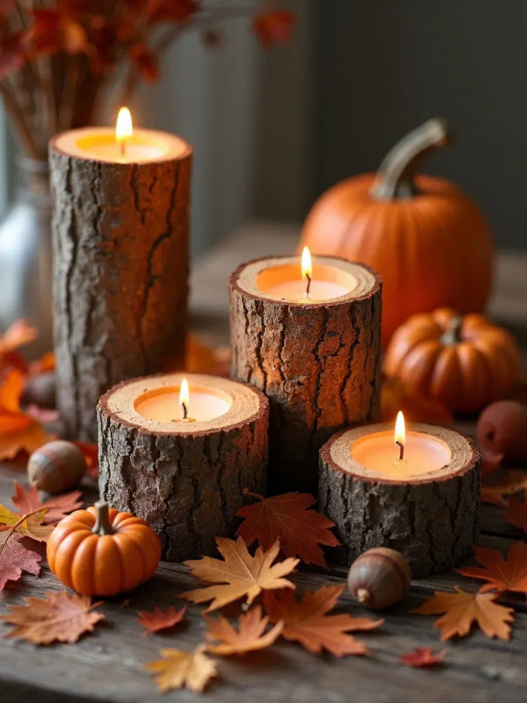 rustic wooden candle centerpieces