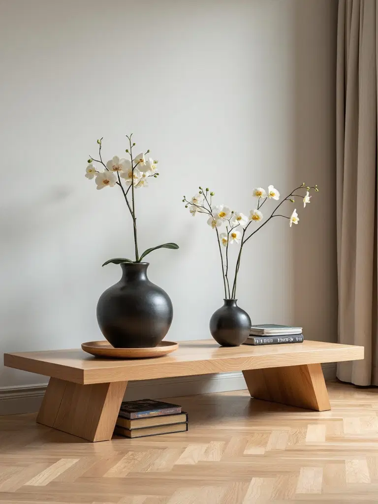 carefully curated Japandi coffee table