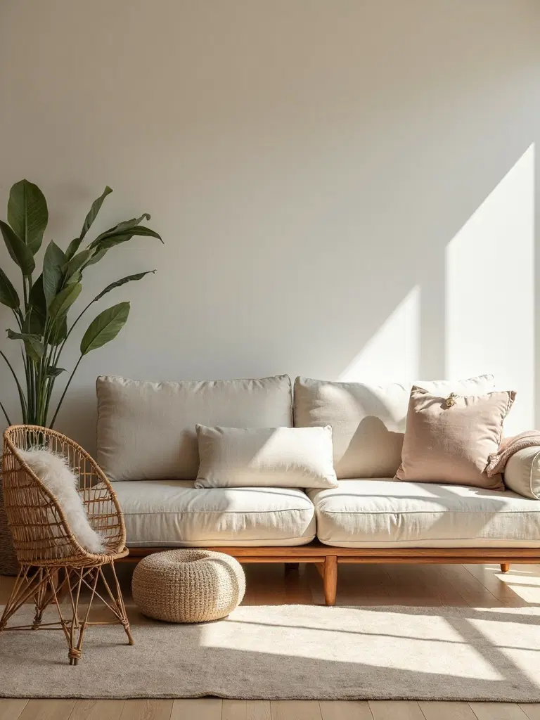 soft texture layering in Japandi