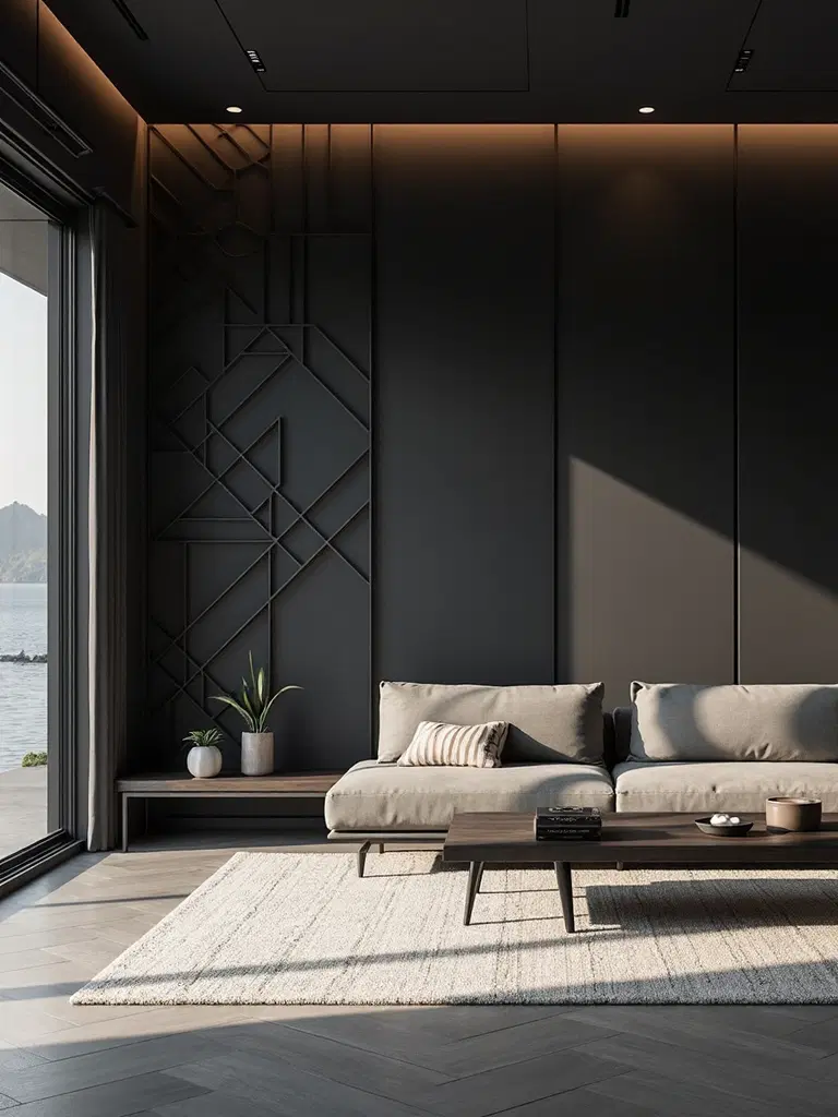 geometric black room dividers