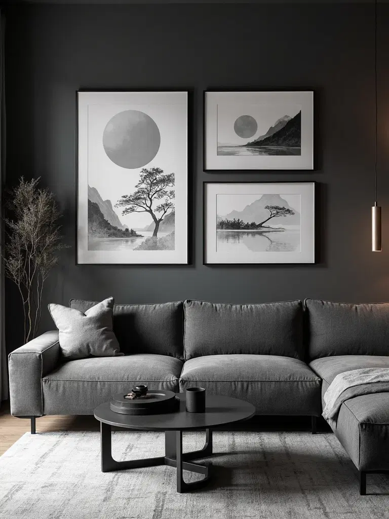 monochrome japandi gallery wall