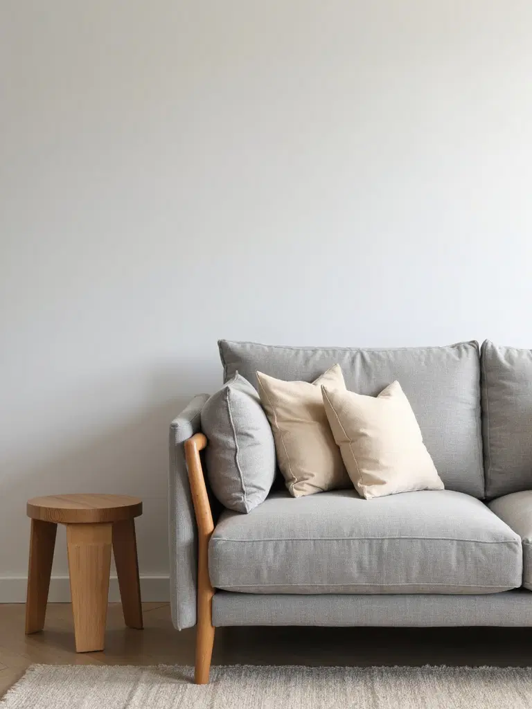 natural wood and soft fabric details