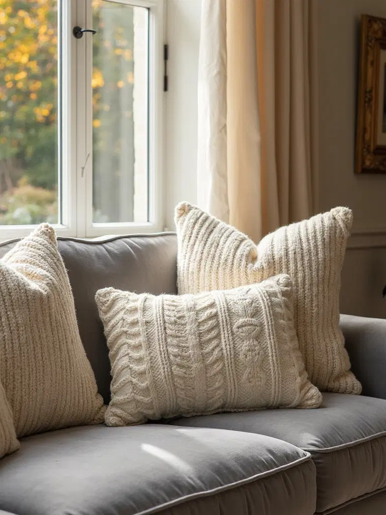 plush cable knit pillows