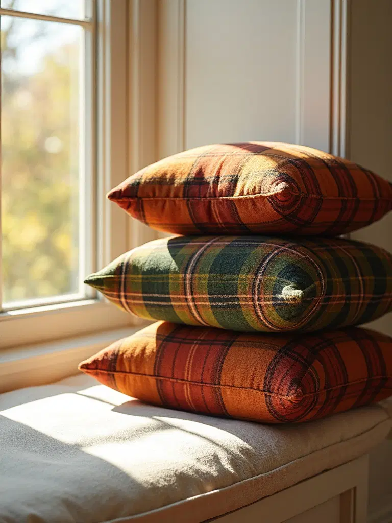 classic fall plaid throw pillows