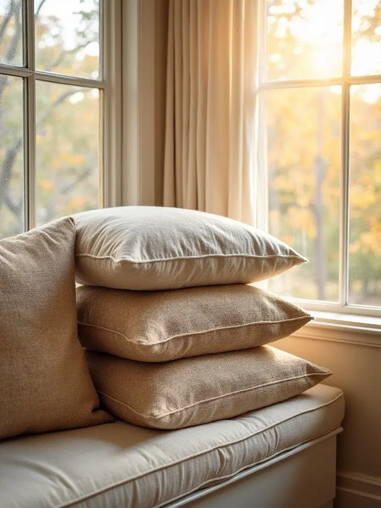 burlap and linen autumn pillows