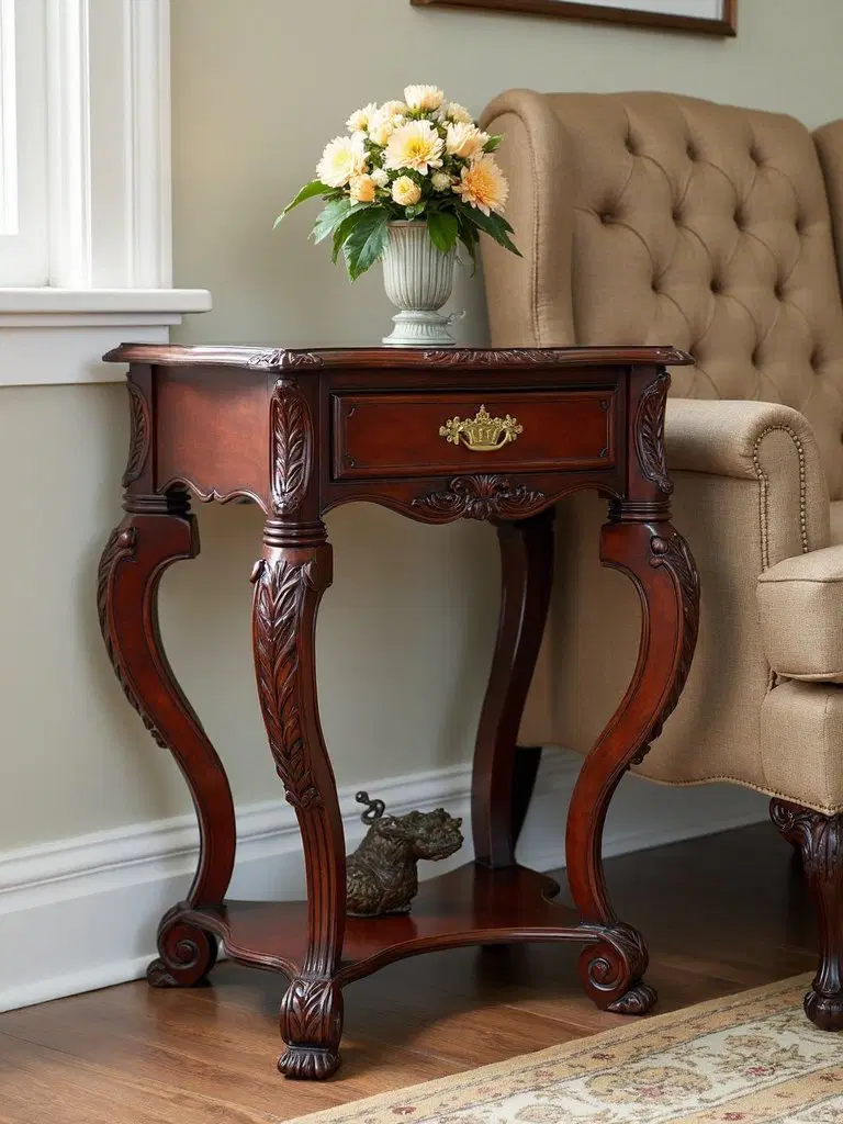 classic wooden side tables with vintage flair