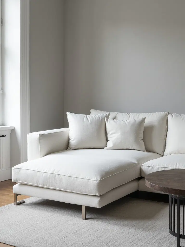minimalist sofa with clean lines in modern living room