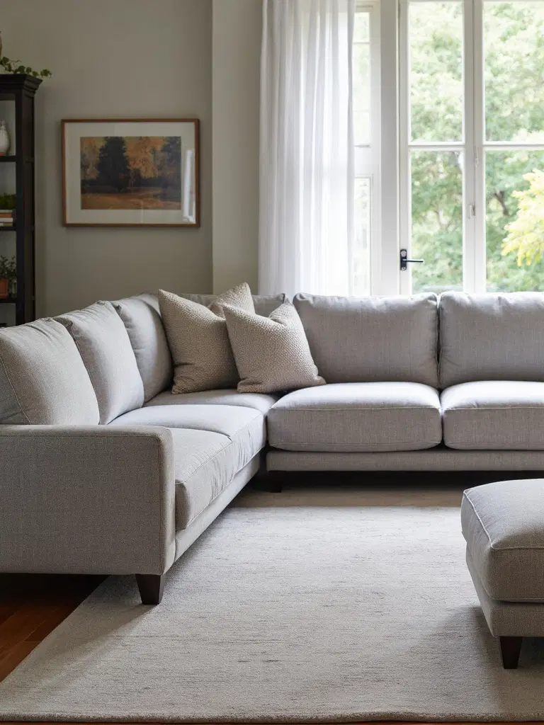 performance fabric sofa in family room