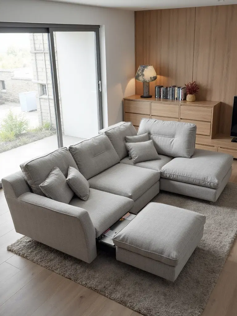 flexible modular sofa with storage ottoman