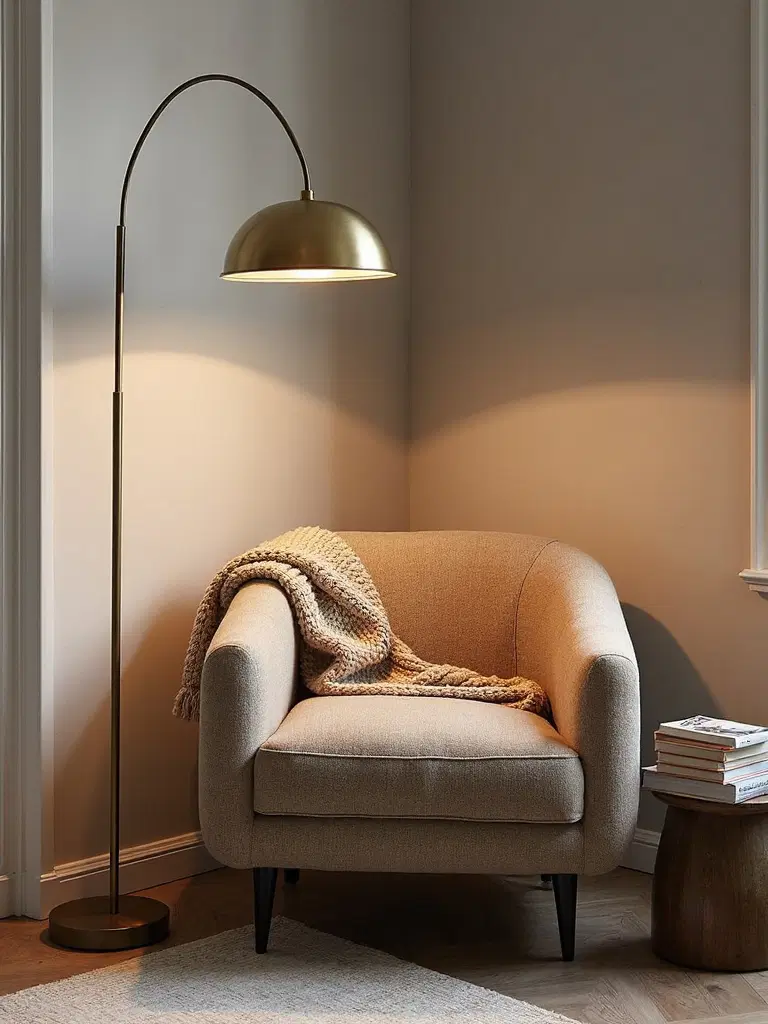 cozy reading nook with adjustable lighting