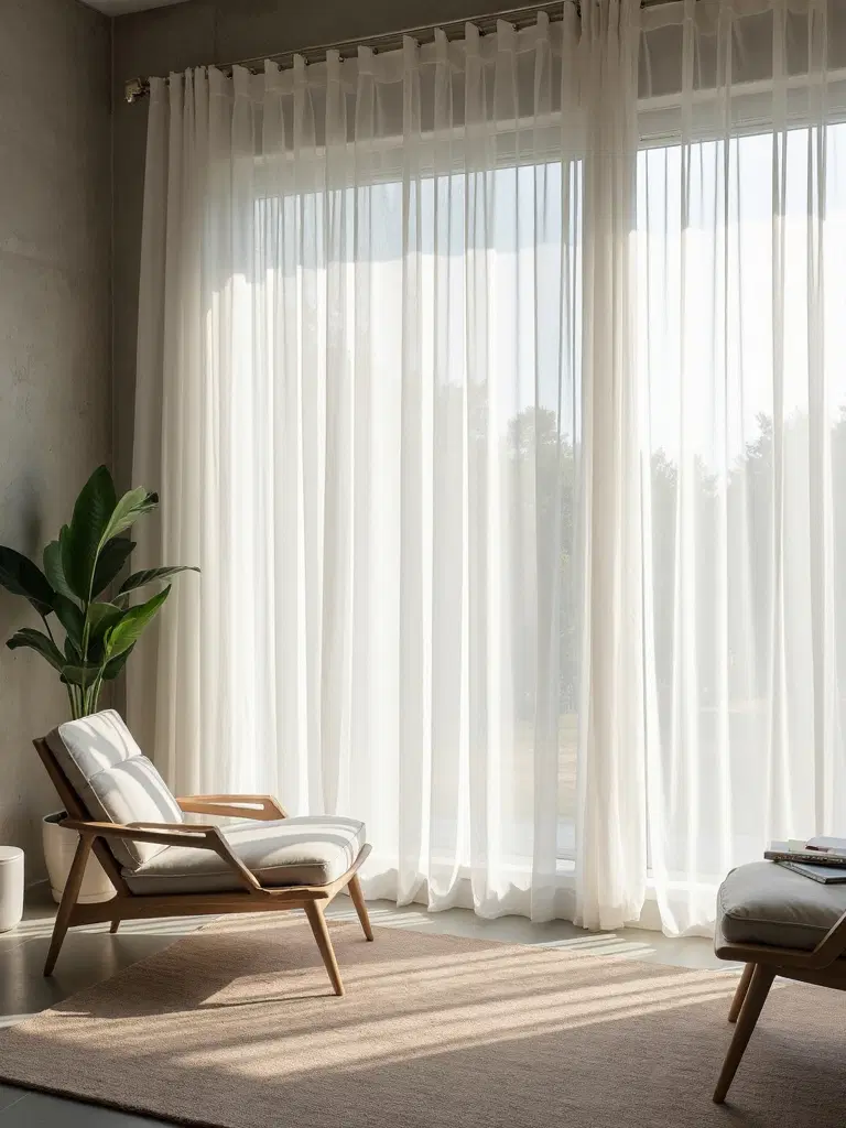 minimalist curtain style living room