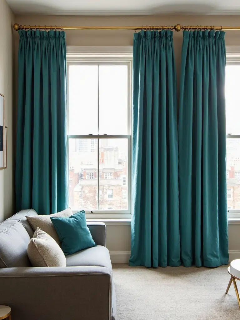 vibrant-colored curtains enliven a room