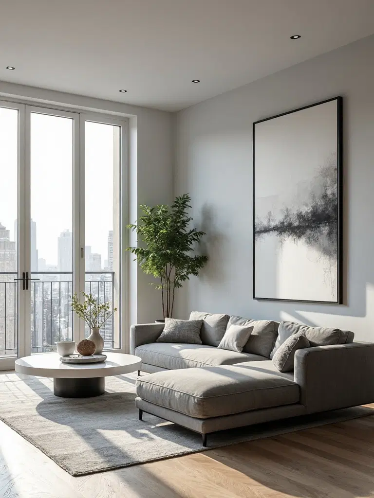 minimalist living room focal art