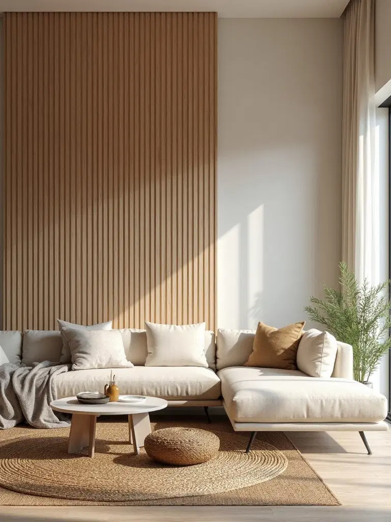 textured walls in minimalist living room