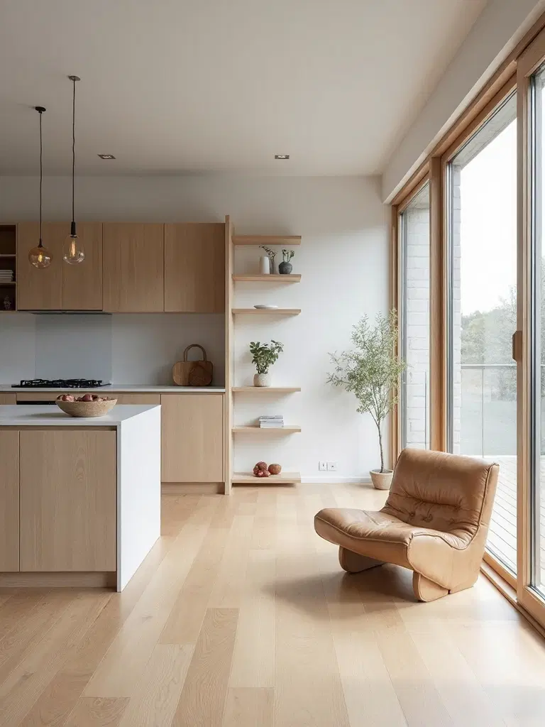 warm wooden features enhancing Nordic minimalism