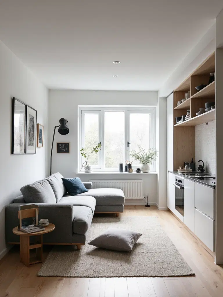 functional compact minimalist room layout