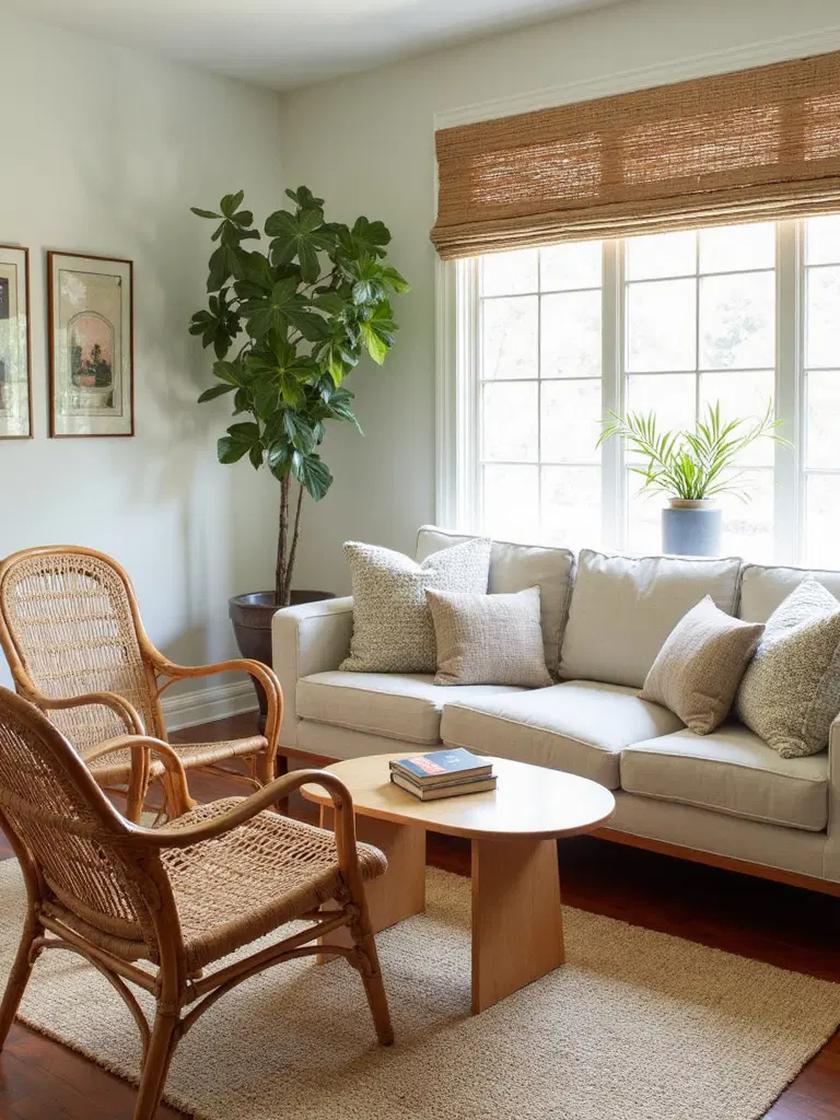 organic natural textures in minimalist living room