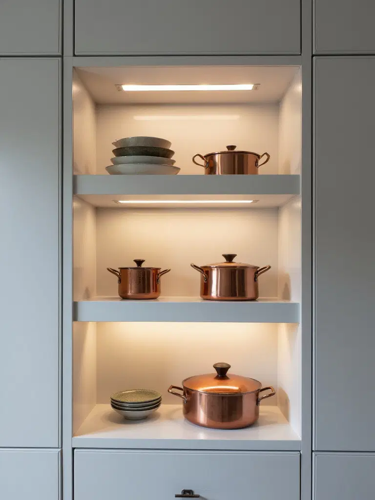 customizable recessed built in wall shelving solution