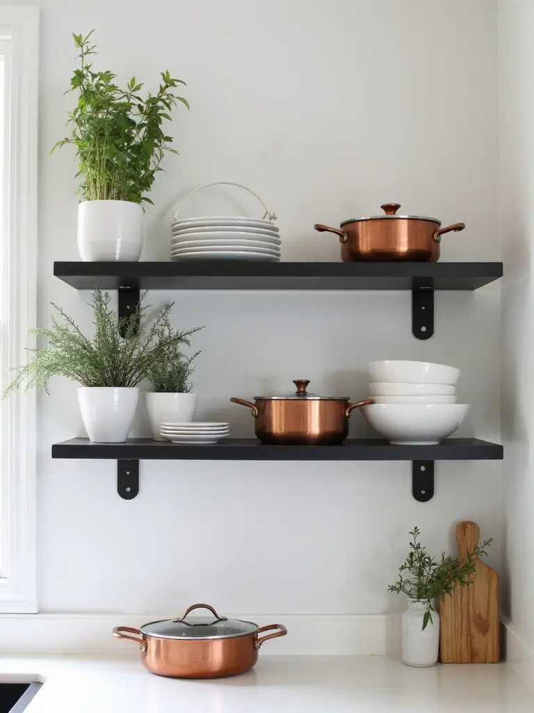 dramatic minimalist kitchen shelving solution