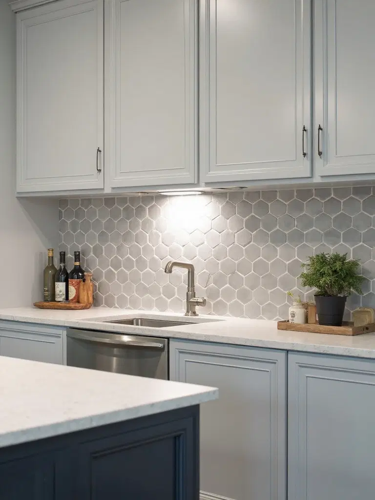 dynamic modern hexagon kitchen tiles