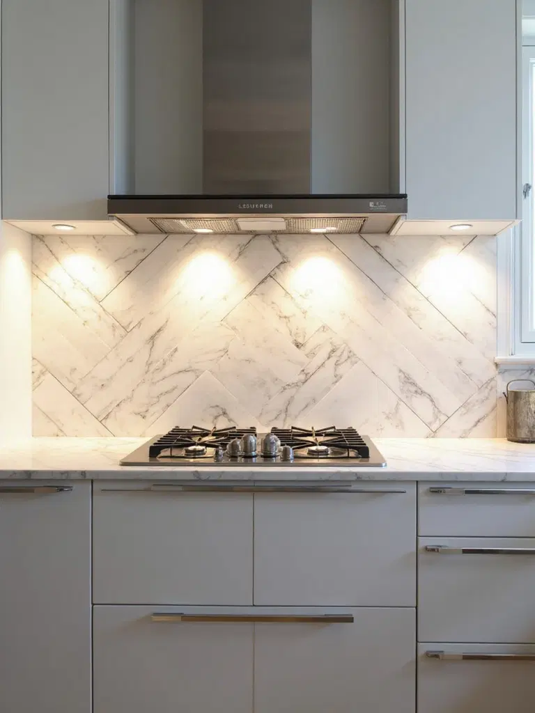 luxurious chevron marble kitchen tiles