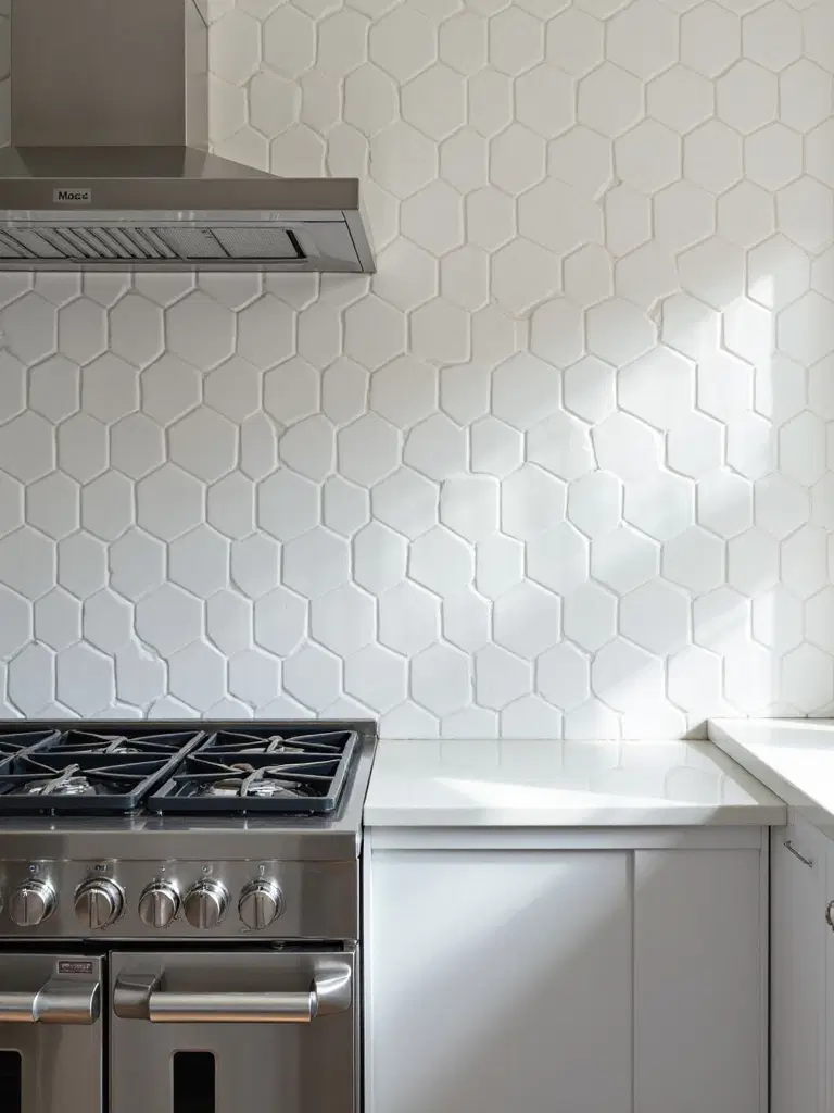 monochrome three-dimensional kitchen tiles