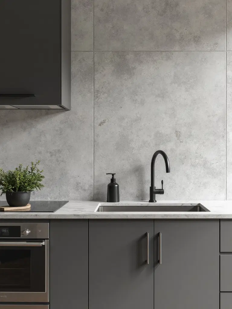 industrial style concrete kitchen tiles
