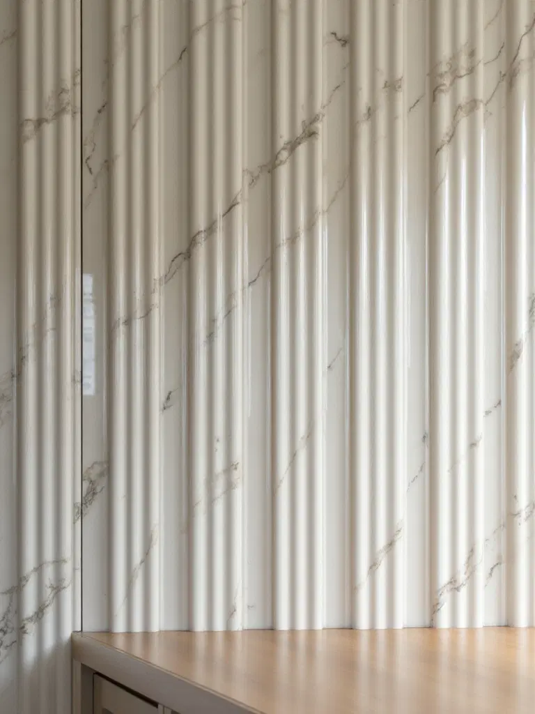 captivating fluted marble backsplash tiles