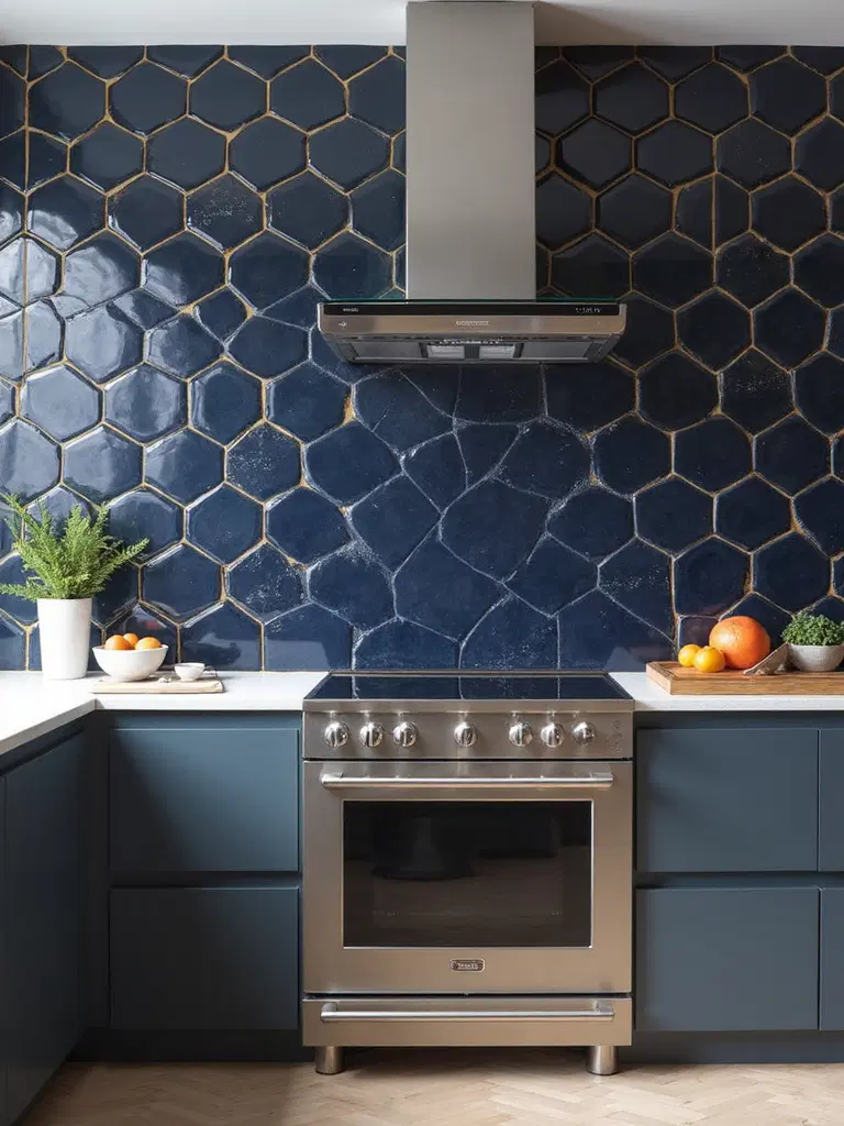 impactful graphic ceramic kitchen tiles