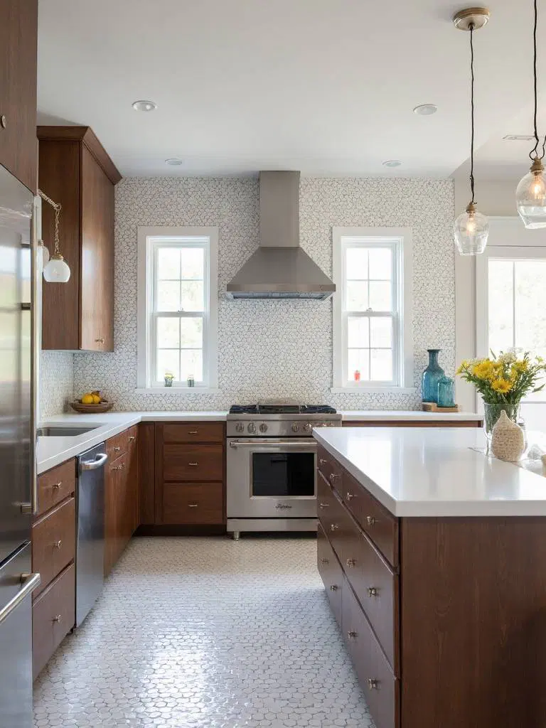 vintage penny tile kitchen floor