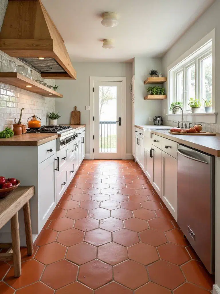 rustic terracotta kitchen floor