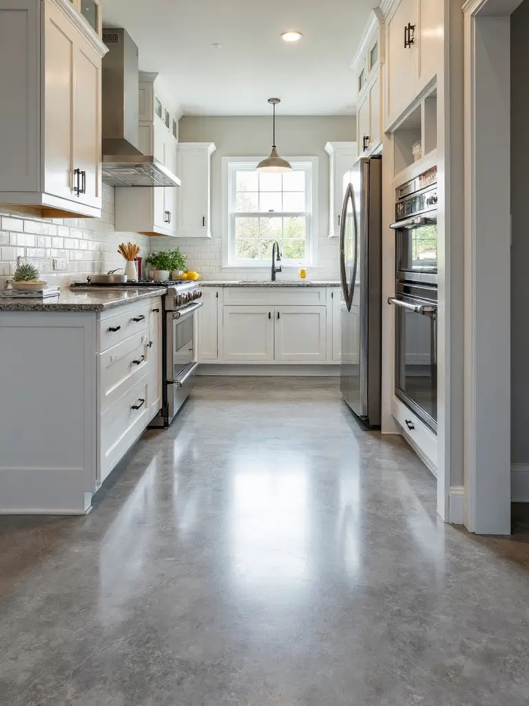 modern polished concrete kitchen floor