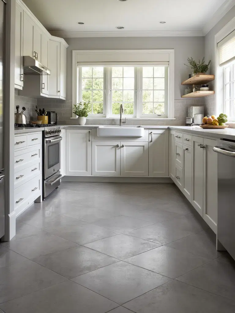 spacious large-format kitchen tiles