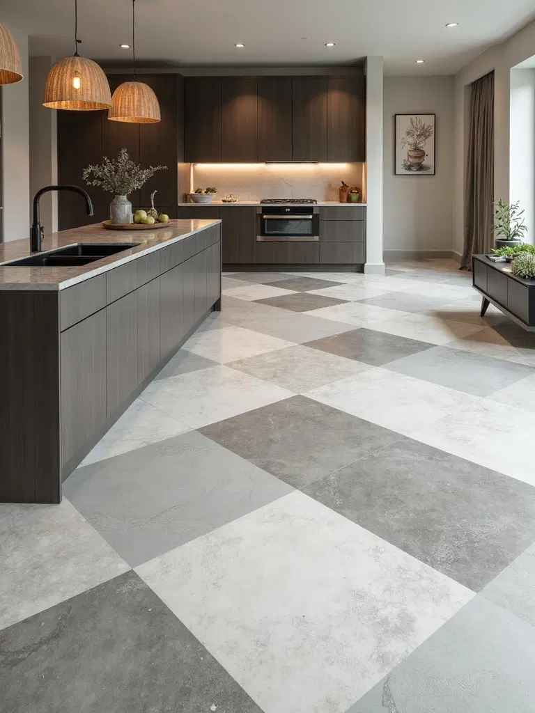 unique painted kitchen floor designs