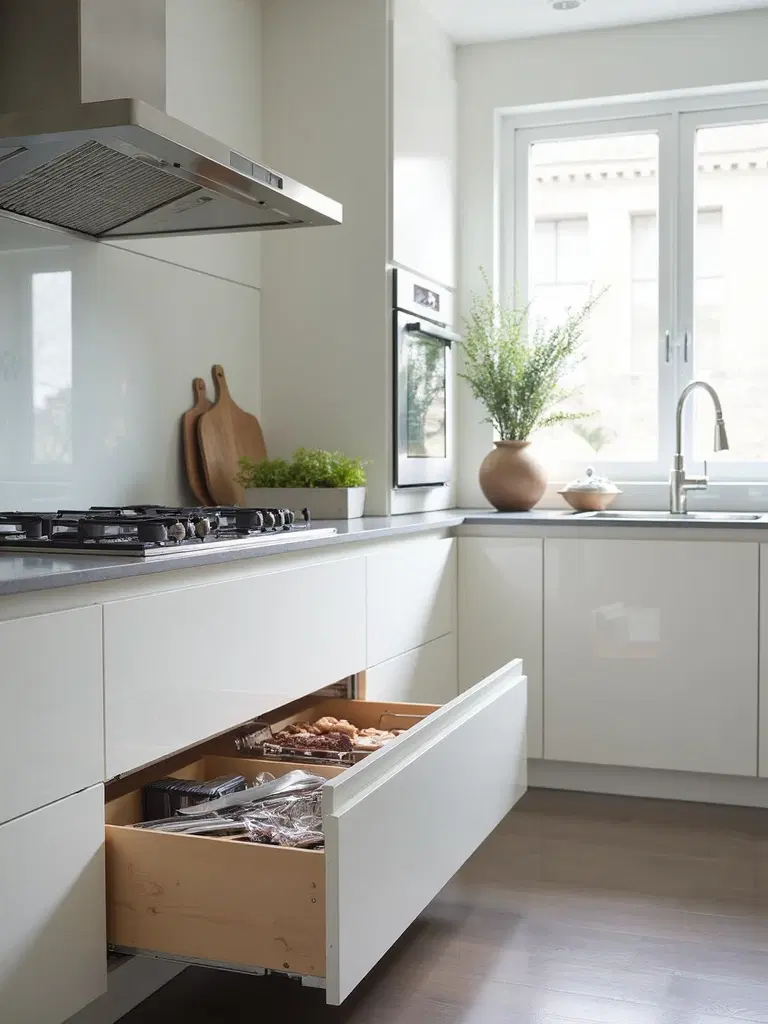concealed minimalist kitchen storage