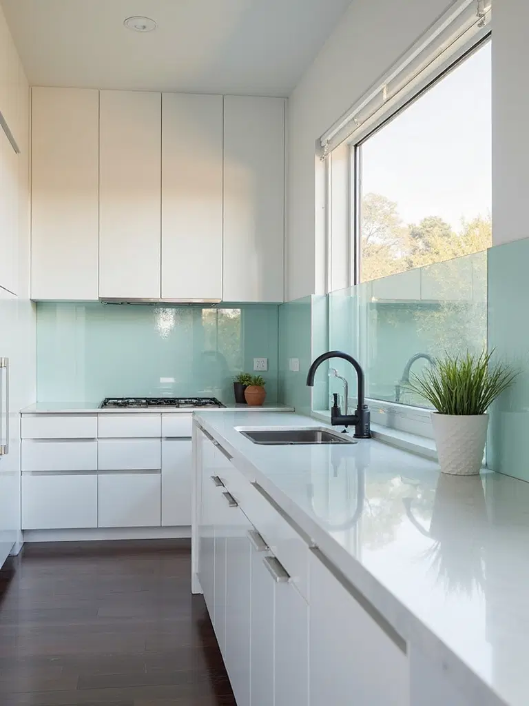 minimalist seamless backsplash kitchen design