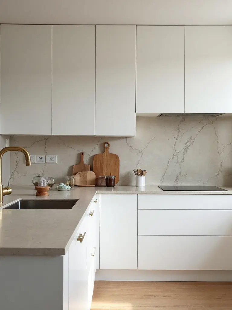 serene minimalist kitchen with neutral tones