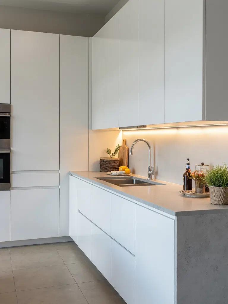 modern handle-free minimalist kitchen cabinets