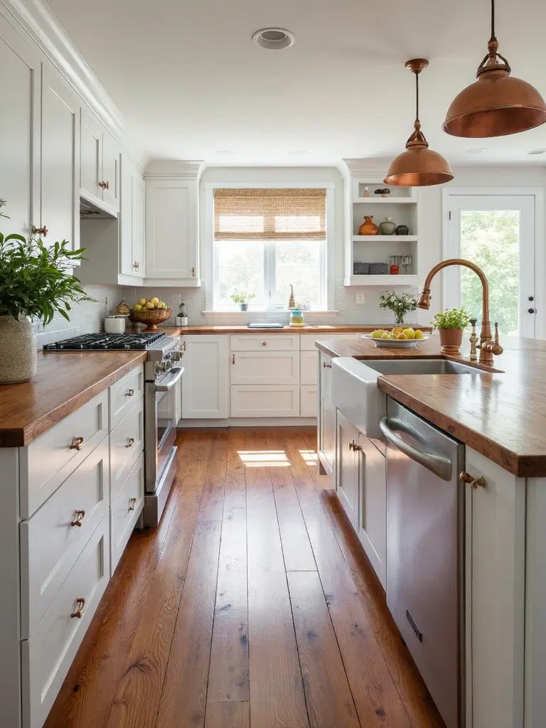 rustic weathered wood countertop in kitchen