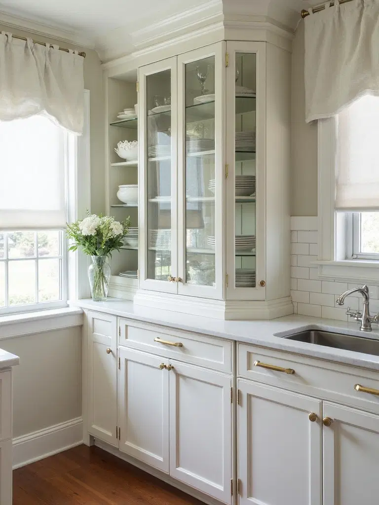 vintage kitchen glass front cabinet displays