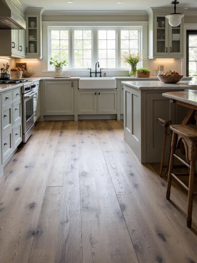 distressed vintage kitchen flooring