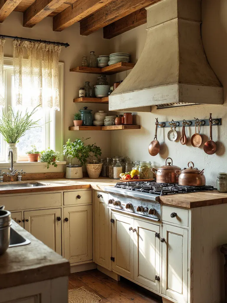 distressed vintage kitchen finishes