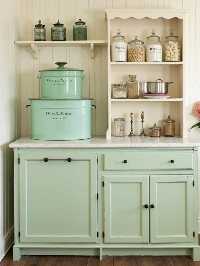 functional vintage-inspired kitchen storage