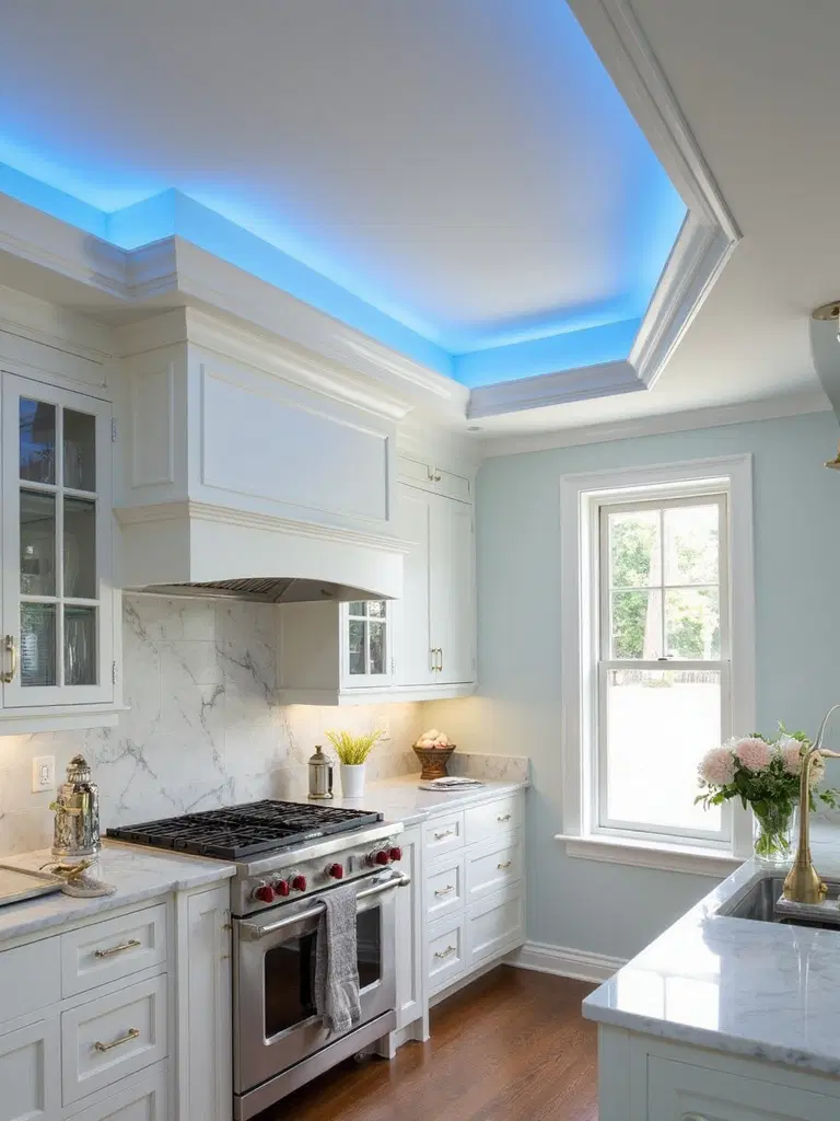 double tray ceiling with LED lights