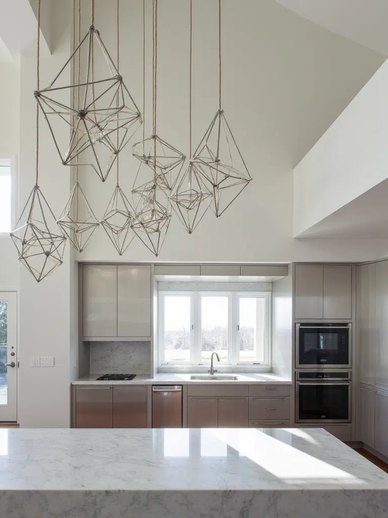 sleek geometric ceiling sculpture
