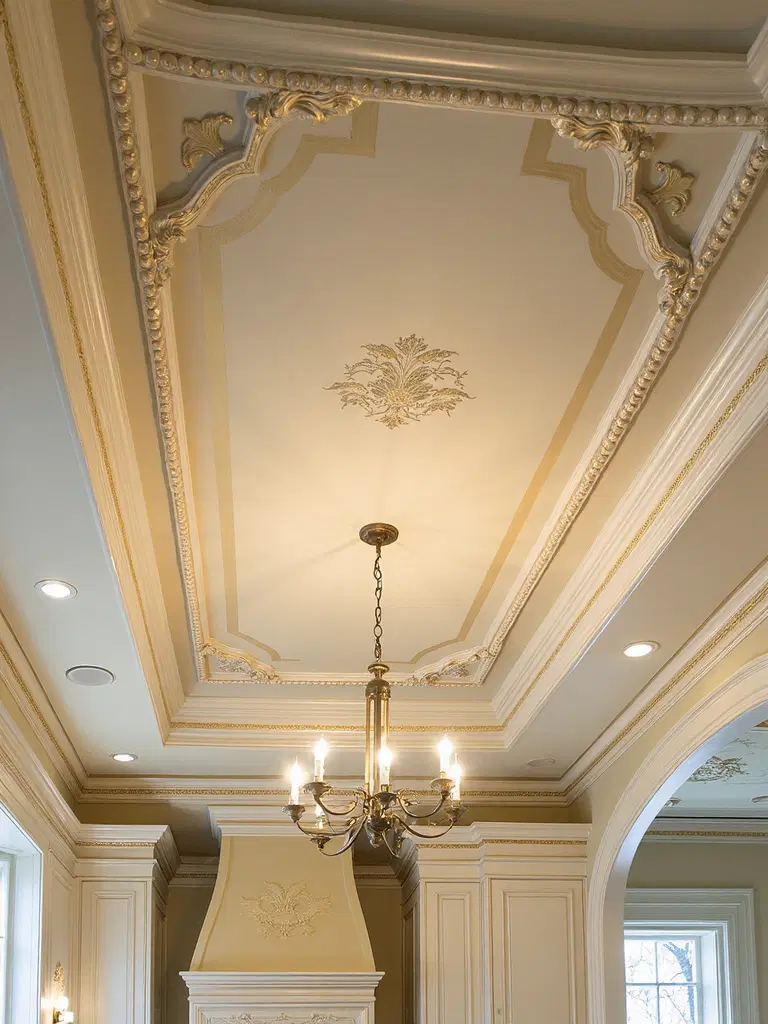 gilded tray ceiling with ambient lighting
