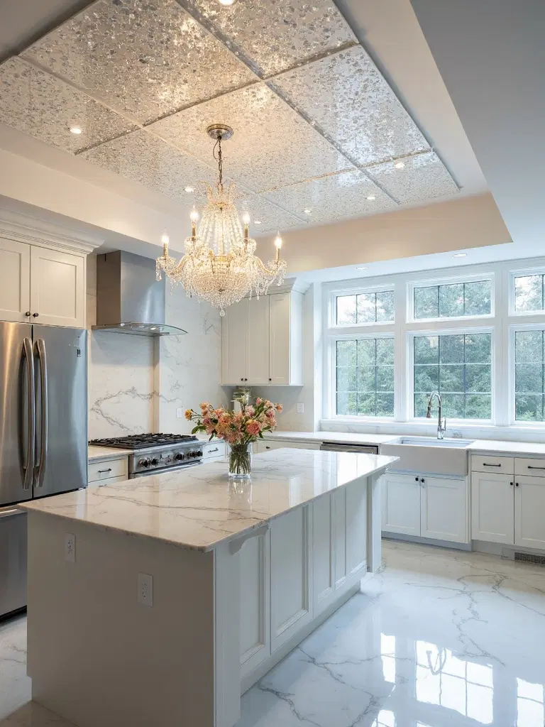 crystal studded ceiling design