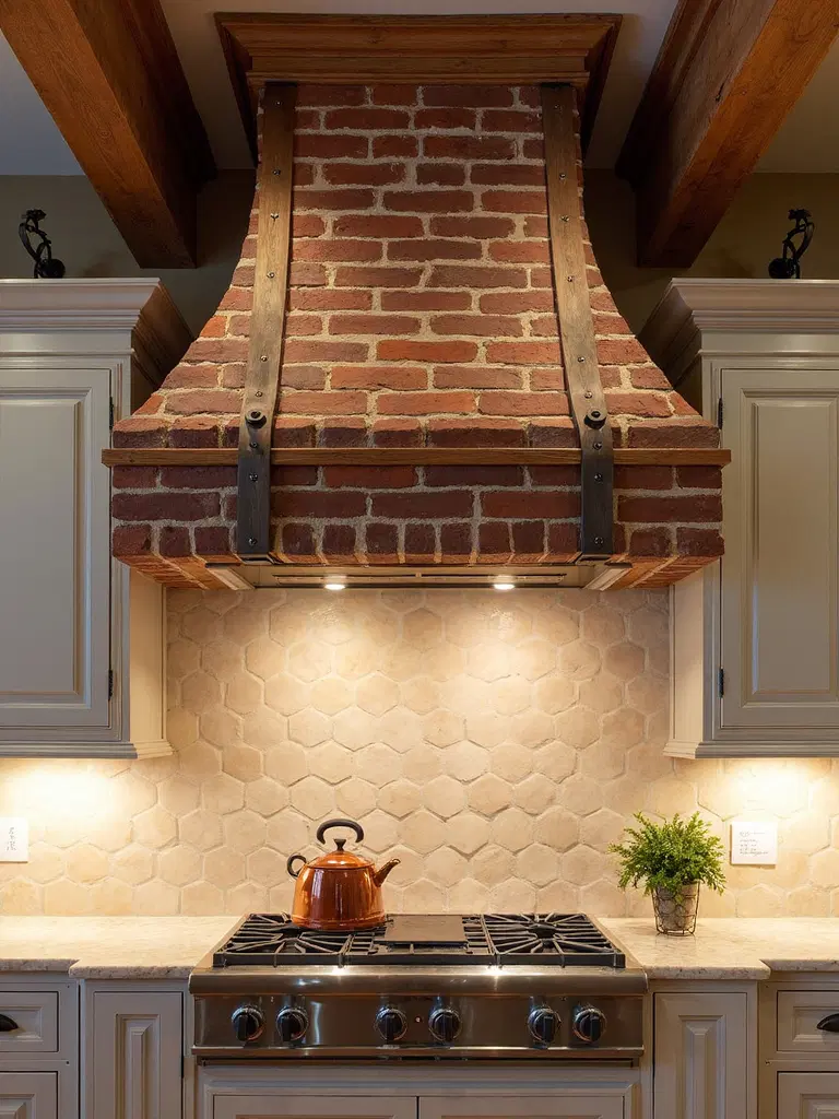 weathered brick and wood combination