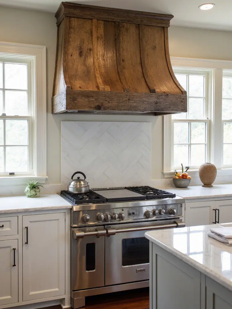 repurposed barn wood rustic hood