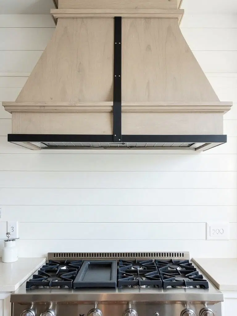 whitewashed pine metal rustic hood